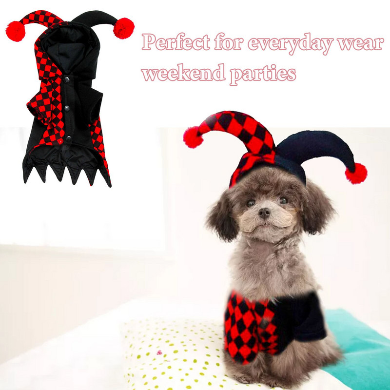 Жокер костюм за сладко куче котка домашен любимец Хелоуин Коледен косплей плат Жокер костюм за сладко куче котка коледно парти косплей