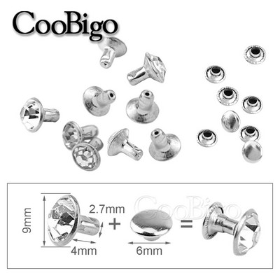 100 komplekti klaaskristallist topeltkork Neet Rhinestone Nail Spike DIY Nahkkäsitöö Mood Rõivad Kingad Kotid Dekoratsiooni Aksessuaarid