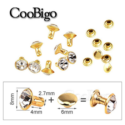 100 komplekti klaaskristallist topeltkork Neet Rhinestone Nail Spike DIY Nahkkäsitöö Mood Rõivad Kingad Kotid Dekoratsiooni Aksessuaarid