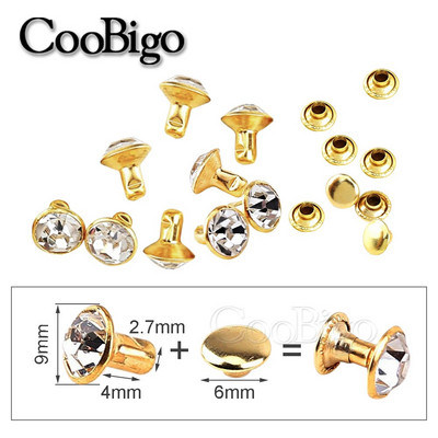 100 komplekti klaaskristallist topeltkork Neet Rhinestone Nail Spike DIY Nahkkäsitöö Mood Rõivad Kingad Kotid Dekoratsiooni Aksessuaarid