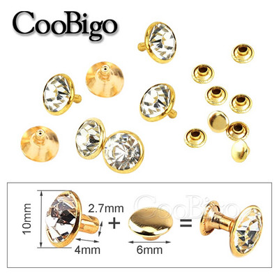 100 komplekti klaaskristallist topeltkork Neet Rhinestone Nail Spike DIY Nahkkäsitöö Mood Rõivad Kingad Kotid Dekoratsiooni Aksessuaarid