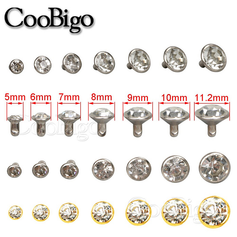 100 komplekti klaaskristallist topeltkork Neet Rhinestone Nail Spike DIY Nahkkäsitöö Mood Rõivad Kingad Kotid Dekoratsiooni Aksessuaarid