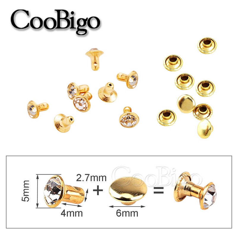 100 komplekti klaaskristallist topeltkork Neet Rhinestone Nail Spike DIY Nahkkäsitöö Mood Rõivad Kingad Kotid Dekoratsiooni Aksessuaarid