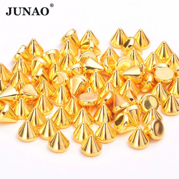 JUNAO 8mm 10mm Ασημί Χρυσό Χρώμα Καρφιά Αιχμές Πλαστικά Διακοσμητικά Πριτσίνια Πανκ Πριτσίνια Για Δερμάτινα Ρούχα Κατασκευή κοσμημάτων Χειροτεχνία