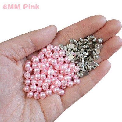 50Komplektid 6MM/8MM Värvi imitatsioon Pärlite needid Naastud DIY Pulmakaunistused Neetid Pärlid Rõivased Nahast kingad Aksessuaarid Helmed Naelud