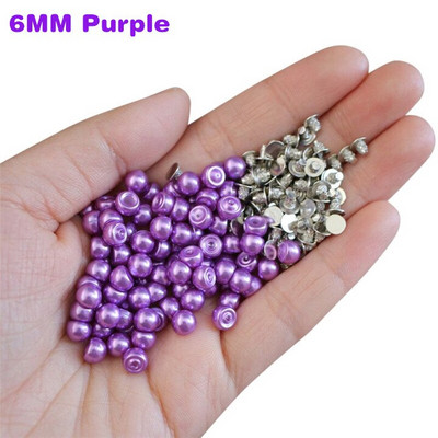 50Komplektid 6MM/8MM Värvi imitatsioon Pärlite needid Naastud DIY Pulmakaunistused Neetid Pärlid Rõivased Nahast kingad Aksessuaarid Helmed Naelud