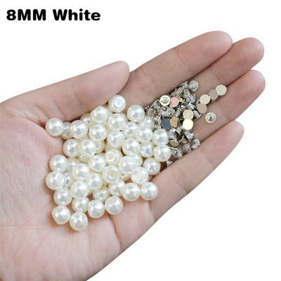50Komplektid 6MM/8MM Värvi imitatsioon Pärlite needid Naastud DIY Pulmakaunistused Neetid Pärlid Rõivased Nahast kingad Aksessuaarid Helmed Naelud