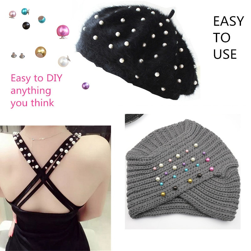 50Komplektid 6MM/8MM Värvi imitatsioon Pärlite needid Naastud DIY Pulmakaunistused Neetid Pärlid Rõivased Nahast kingad Aksessuaarid Helmed Naelud