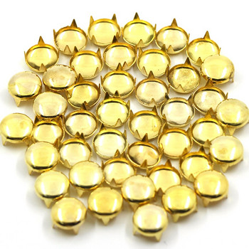 100 τμχ Στρογγυλά πριτσίνια Χρυσά/Ασημί/Μαύρα/Χάλκινα Αιχμές Χρώμα 6-12mm Τέσσερα νύχια Δερμάτινα πριτσίνια για τζιν Αξεσουάρ DIY για ρούχα