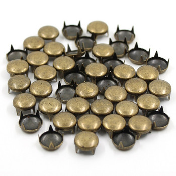 100 τμχ Στρογγυλά πριτσίνια Χρυσά/Ασημί/Μαύρα/Χάλκινα Αιχμές Χρώμα 6-12mm Τέσσερα νύχια Δερμάτινα πριτσίνια για τζιν Αξεσουάρ DIY για ρούχα