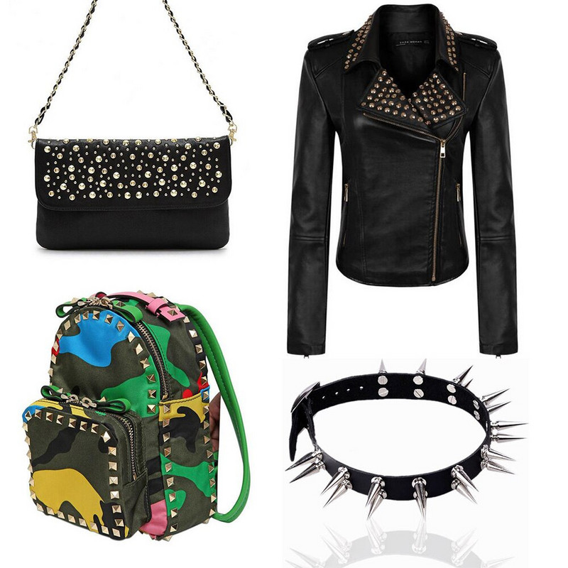 100 vnt. apvalios kniedės Auksinės/sidabro/juodos/bronzinės spalvos smaigaliai 6-12 mm keturių nagų odinės kniedės džinsams „pasidaryk pats“ drabužių priedai