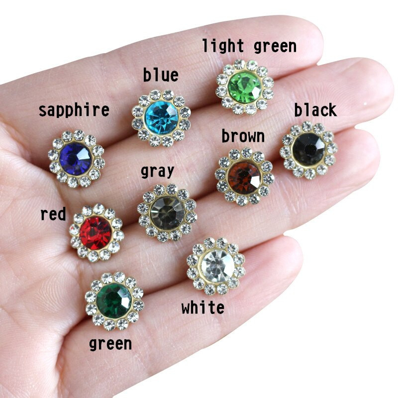 30-100Komplektid 11mm Lilled Kuju Crystal Rhinestone Rõivas Needid Diamante naastud DIY Käsitöö Kunst Nahk Dekoor naelad Puurinaelad