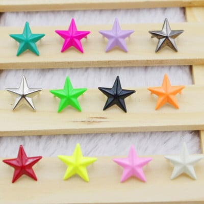 100 τμχ 15mm Pentagram Candy Colors Star Rivets for Leather Craft Studs with Claws Nailhead Punk Rock Spike Accessions