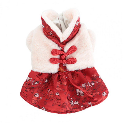 Puppy Vest Dress Lijepa udobna prednja noga Zimska kineska haljina za kućne ljubimce za party Odjeća za psiće Pet Tang odjeća