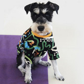 Priedušné bavlnené tričko pre domáce zvieratá s graffiti dizajnom, obojstranné tričko na jar