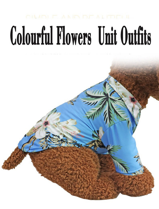 Lemmikloomade riided – Hawaii trükiga väikese kassi koerasärk Armas hingav šifoonist kleit, armas kutsikas