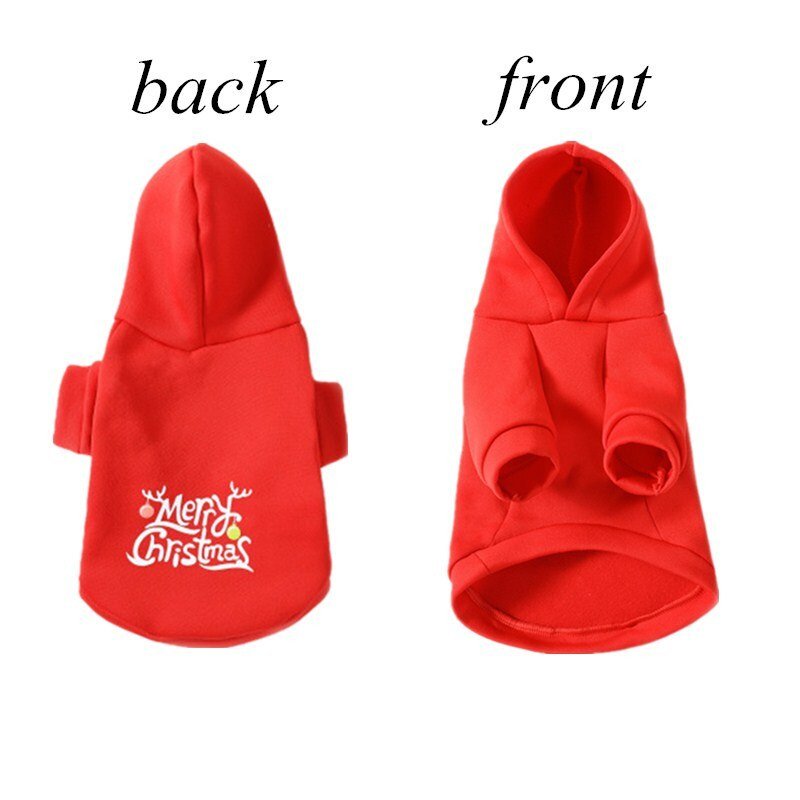 S-XL Lemmikloomariided Jõulud 1tk Talvine kassi koer Kaks jalga soojad punased kapuutsid Lemmikloomatarbed Koerariided jõuluriided koertele
