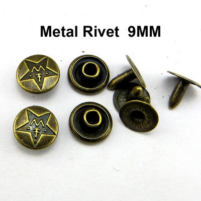 50TK 9MM vask pronksi toon teksakaunistus NEED Nööbid Õmblemine Riided Aksessuaarid Kott Sobib pükstele Needid MR-029