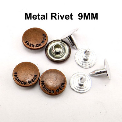 50TK 9MM vask pronksi toon teksakaunistus NEED Nööbid Õmblemine Riided Aksessuaarid Kott Sobib pükstele Needid MR-029