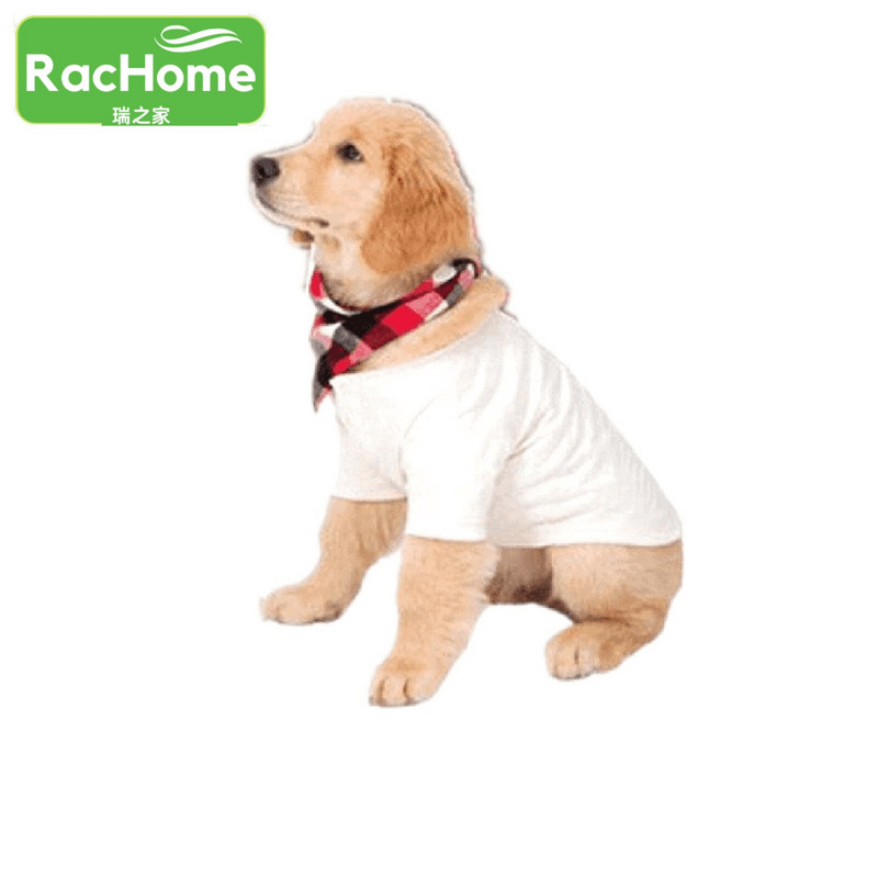 Sl Summer Puppy Blank Dog Shirt Дрехи Мека обикновена кучешка тениска + бандана лигавници Cat Bottoming Тениски Комплекти дрехи за малки кучета