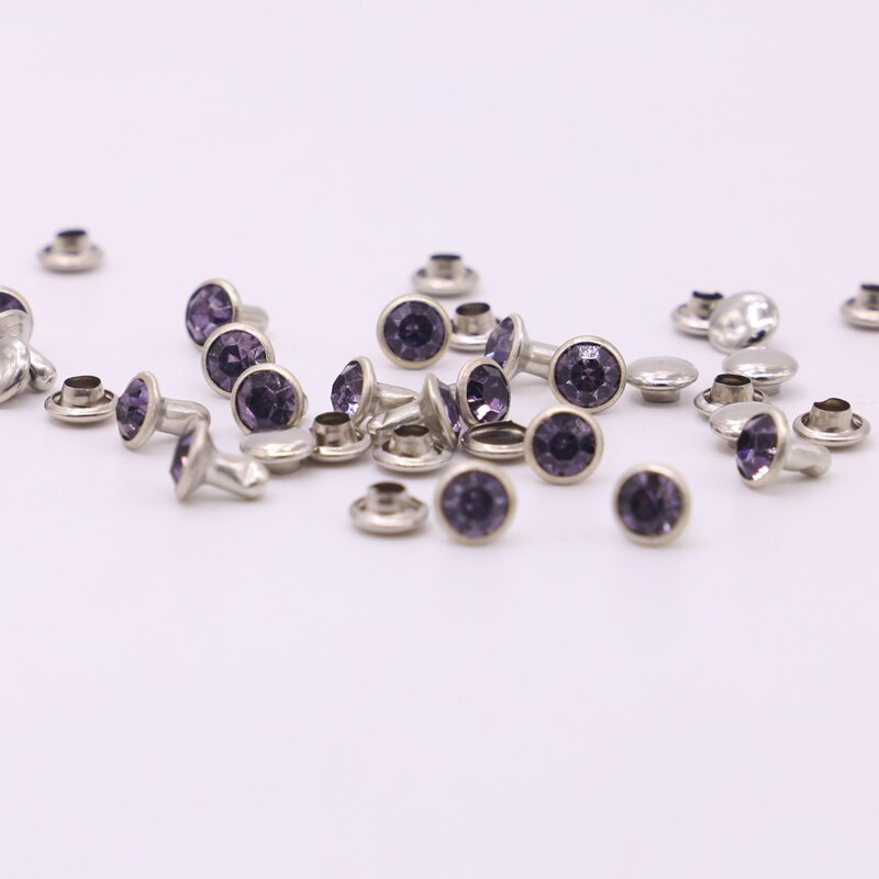 30-100Komplektid 6mm värviga kristalläärisega kivist rõivad needid Diamante naastud DIY käsitöö nahast kott Dekoor naelad klaas puur nael