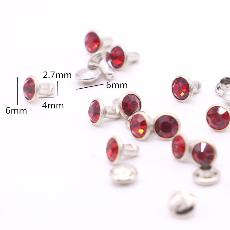 30-100Komplektid 6mm värviga kristalläärisega kivist rõivad needid Diamante naastud DIY käsitöö nahast kott Dekoor naelad klaas puur nael