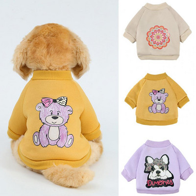 Kisállatruhák Rajzfilm mintás öltözködés Bőrbarát aranyos kisállatkutyák pulóver jelmez télre ősz kutya kisállat kiegészítők