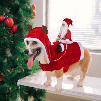 Коледни дрехи за домашни кучета Дрехи за езда на Дядо Коледа Коледен декор за домашни любимци Коледни разходки с кучета Екскурзии от първа необходимост