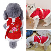 Costum Tang pentru pisoi Haine pentru animale de companie Festivalul de primăvară Câine Pisică Haina cu imprimeu de flori Cățeluș