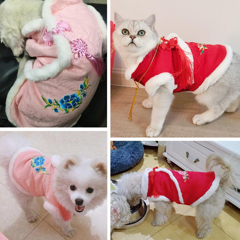 Costum Tang pentru pisoi Haine pentru animale de companie Festivalul de primăvară Câine Pisică Haina cu imprimeu de flori Cățeluș