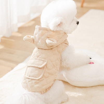 Costum cu glugă Toamnă Iarnă Haine din bumbac Câini Haine caldă pentru câini de talie mică și mijlocie