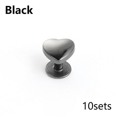 10 ks 10 mm kovové nity v tvare srdca so skrutkou na zadné strany na kožené klince, odev, kožené remeselné výrobky, opasok, peňaženka, taška, dekoračný hardvér