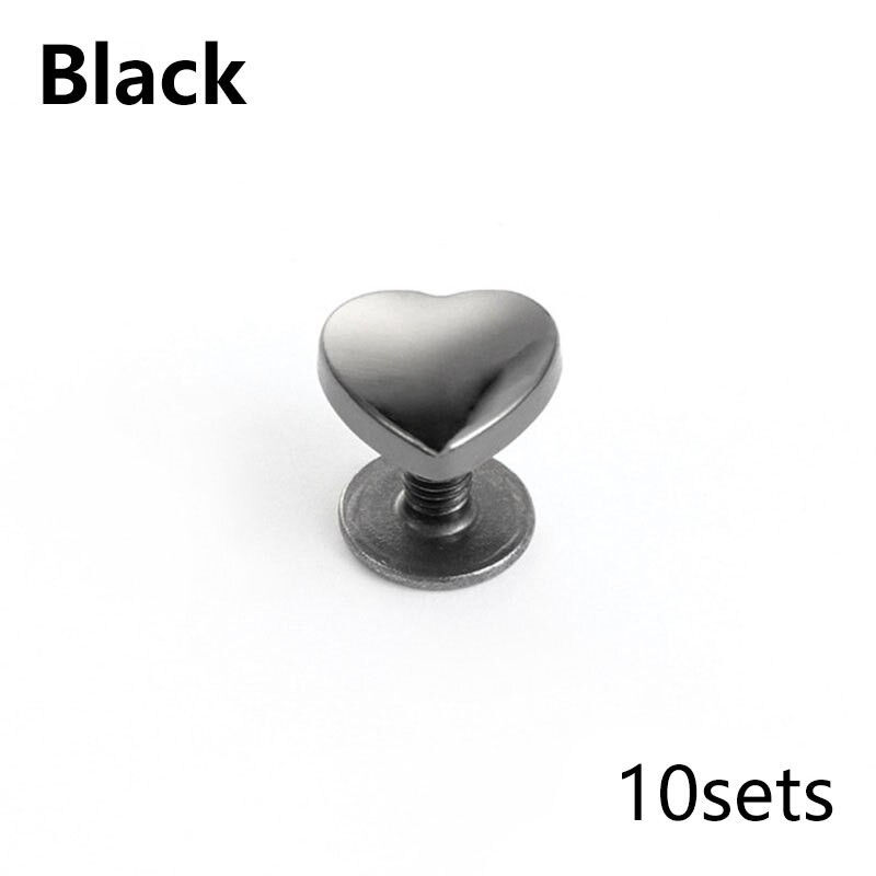 10 ks 10 mm kovové nity v tvare srdca so skrutkou na zadné strany na kožené klince, odev, kožené remeselné výrobky, opasok, peňaženka, taška, dekoračný hardvér