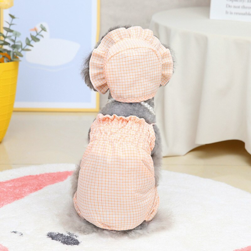 Karirana odjeća za pse sa šeširima Prozračna pamučna odjeća za štence za male srednje pse Mačke Chihuahua Perro Chalecos