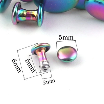 20 КОМПЛЕКТА Нитове с двойна капачка Rainbow, шпилки Кожени занаяти за закопчаване на нитове Щракащи зъбци шпилки бърз нит-5-12MM