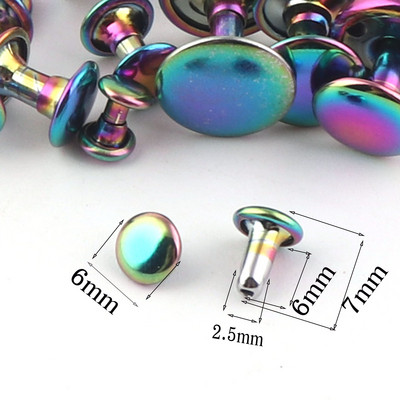 20 КОМПЛЕКТА Нитове с двойна капачка Rainbow, шпилки Кожени занаяти за закопчаване на нитове Щракащи зъбци шпилки бърз нит-5-12MM