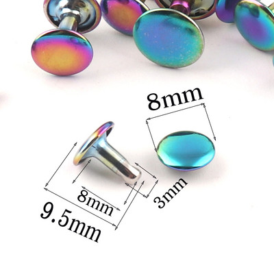 20 КОМПЛЕКТА Нитове с двойна капачка Rainbow, шпилки Кожени занаяти за закопчаване на нитове Щракащи зъбци шпилки бърз нит-5-12MM