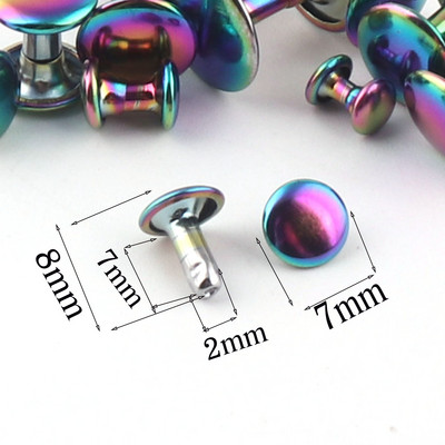 20 КОМПЛЕКТА Нитове с двойна капачка Rainbow, шпилки Кожени занаяти за закопчаване на нитове Щракащи зъбци шпилки бърз нит-5-12MM