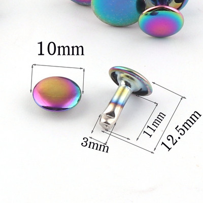 20 КОМПЛЕКТА Нитове с двойна капачка Rainbow, шпилки Кожени занаяти за закопчаване на нитове Щракащи зъбци шпилки бърз нит-5-12MM