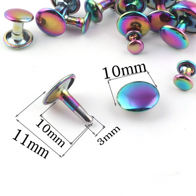 20 КОМПЛЕКТА Нитове с двойна капачка Rainbow, шпилки Кожени занаяти за закопчаване на нитове Щракащи зъбци шпилки бърз нит-5-12MM