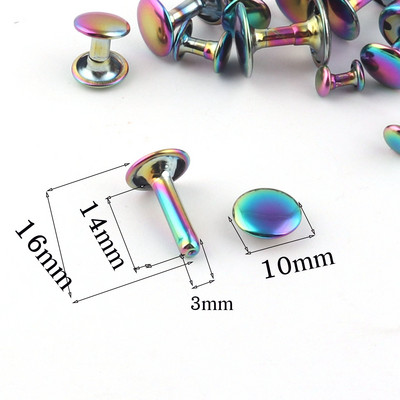 20 КОМПЛЕКТА Нитове с двойна капачка Rainbow, шпилки Кожени занаяти за закопчаване на нитове Щракащи зъбци шпилки бърз нит-5-12MM