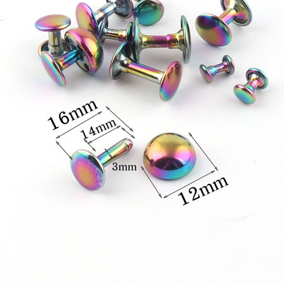 20 КОМПЛЕКТА Нитове с двойна капачка Rainbow, шпилки Кожени занаяти за закопчаване на нитове Щракащи зъбци шпилки бърз нит-5-12MM