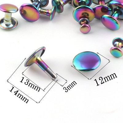 20 КОМПЛЕКТА Нитове с двойна капачка Rainbow, шпилки Кожени занаяти за закопчаване на нитове Щракащи зъбци шпилки бърз нит-5-12MM