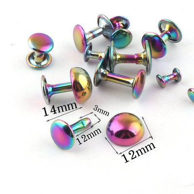 20 КОМПЛЕКТА Нитове с двойна капачка Rainbow, шпилки Кожени занаяти за закопчаване на нитове Щракащи зъбци шпилки бърз нит-5-12MM