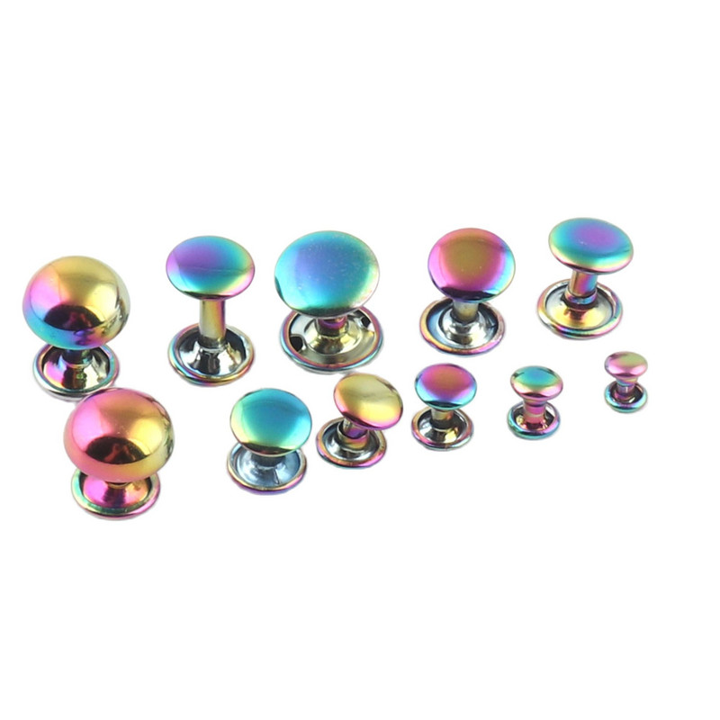 20 КОМПЛЕКТА Нитове с двойна капачка Rainbow, шпилки Кожени занаяти за закопчаване на нитове Щракащи зъбци шпилки бърз нит-5-12MM