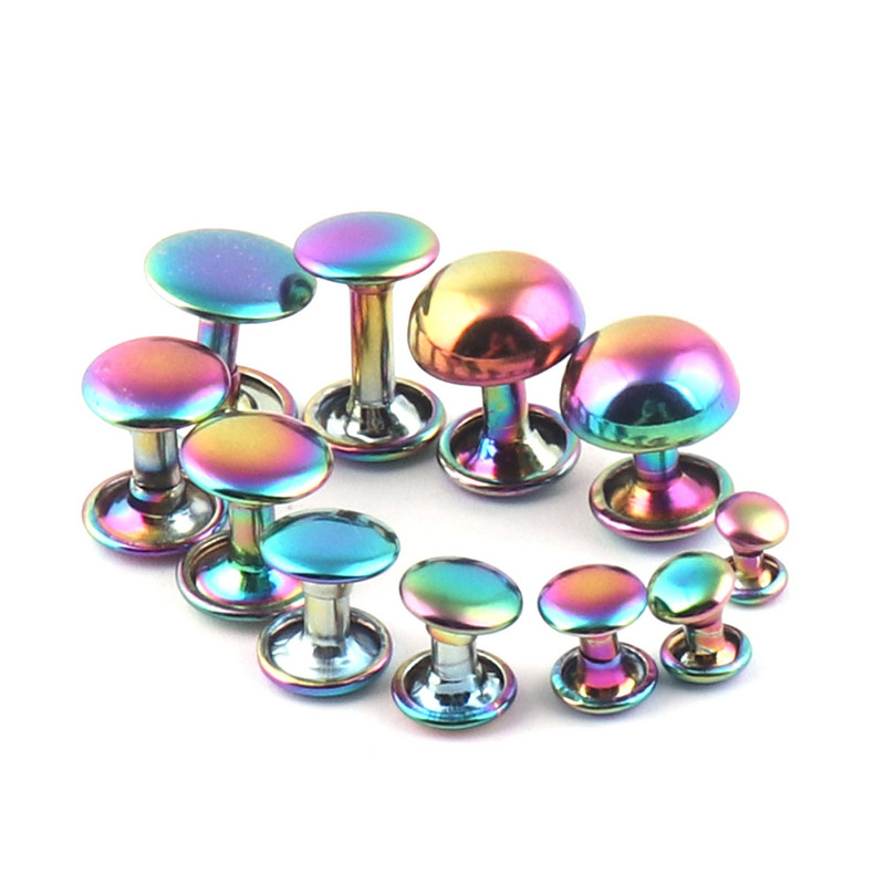 20 КОМПЛЕКТА Нитове с двойна капачка Rainbow, шпилки Кожени занаяти за закопчаване на нитове Щракащи зъбци шпилки бърз нит-5-12MM