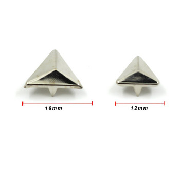 12/16MM метални нитове с три нокти Триъгълни шпилки за кожени аксесоари 100 бр. Цветни нитове с нокти за чанти Направи си сам Обувки