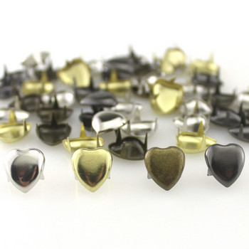 100 бр. Диаметър 10 мм шипове във формата на сърце за облекло Сребърни пънк рок нокти Нитове Кожени изделия Acceossry