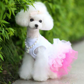 Φόρεμα για κατοικίδια Καλοκαιρινή πριγκίπισσα βαμβακερή για φούστα για περπάτημα Pet Breathable Walking Love-hearts Pattern Σκύλος για περπάτημα