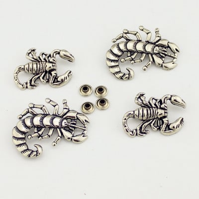 5 τμχ Ασημένιο κράμα ψευδάργυρου Scorpion Rivets Punk Rock Skull Studs and Spikes for Rruges Rivers for Cancer Craft